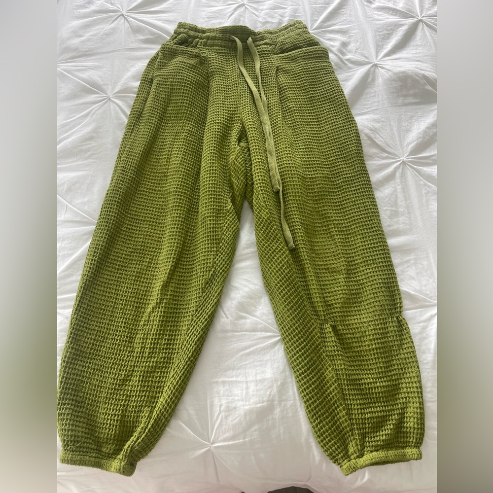 Green Waffle Knit Joggers